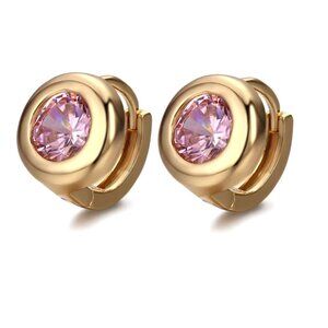 Small 18K Yellow Gold Vermeil stunning Lab-created Pink Sapphire Earring